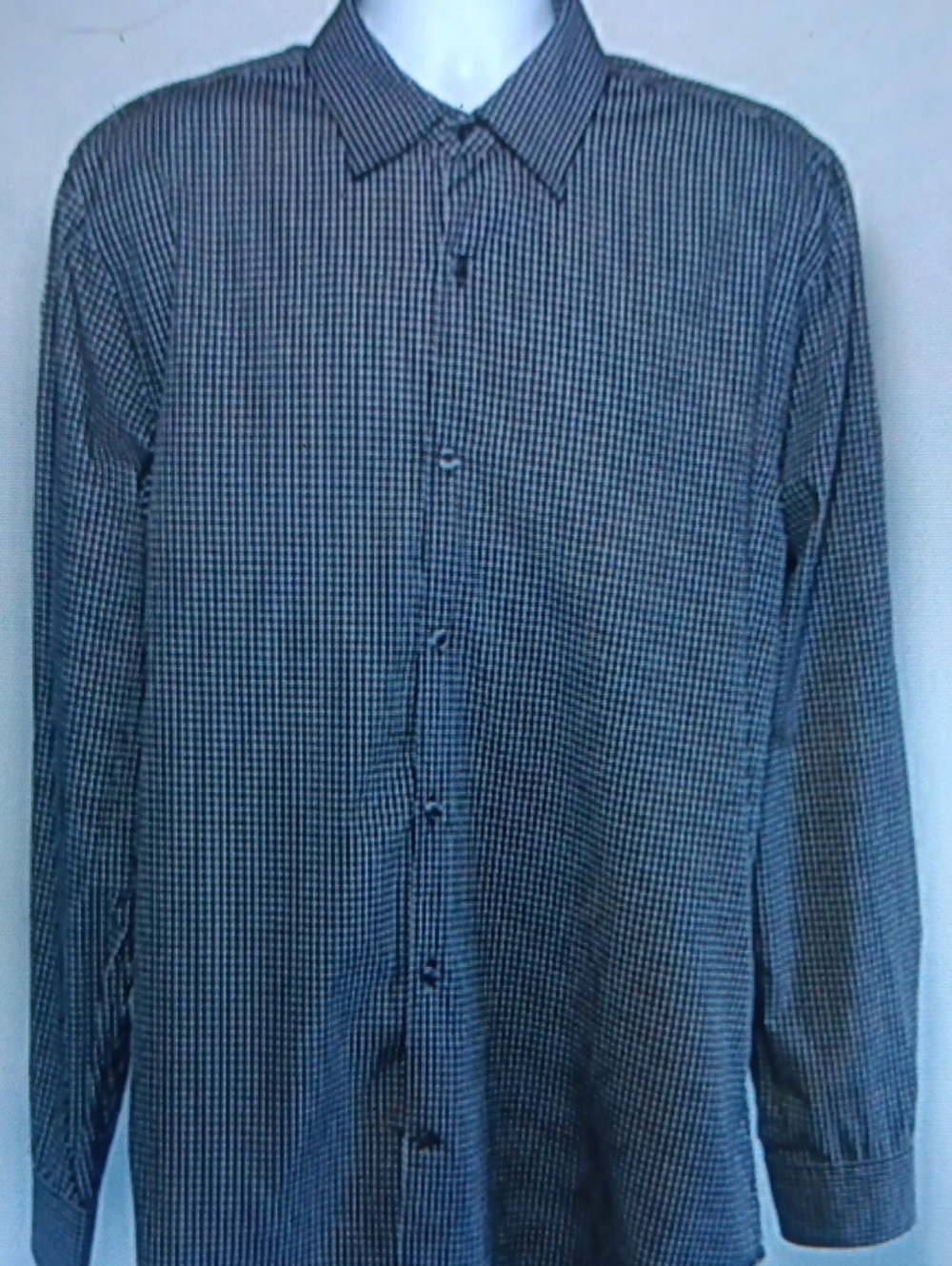 GAP Men's Black And White Micro-Check Button-Down Shirt